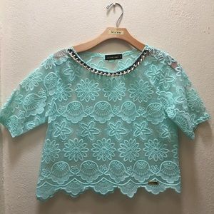 💙 EUC sheer lace top